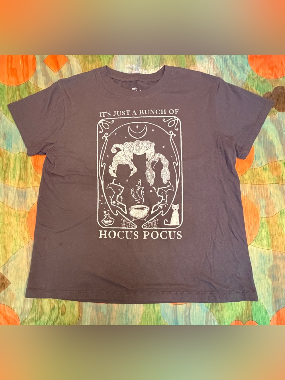 Disney Hocus Pocus Women's T-Shirt Just A Bunch of Gray Size Large Black White P
